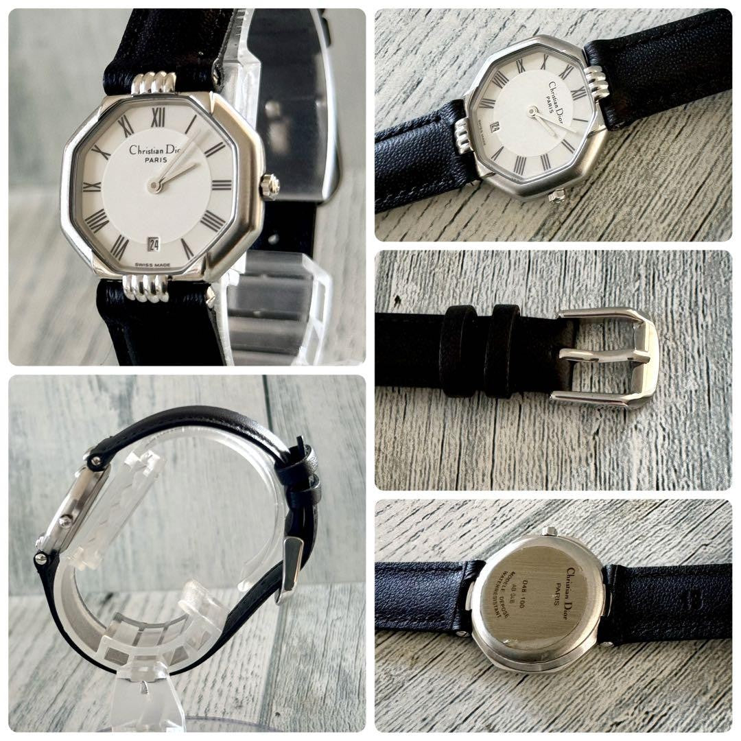 Christian Dior Quartz Watch Wristwatch Logo White Silver Women's Authentic