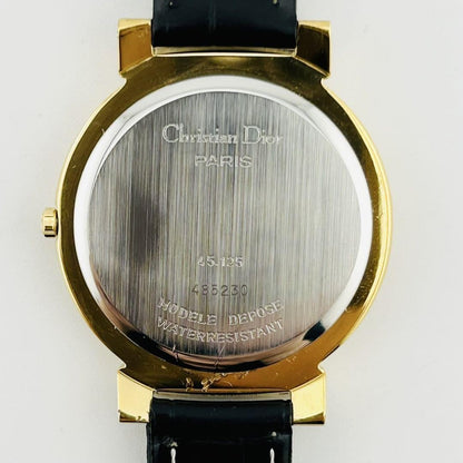 Christian Dior Quartz Watch Wristwatch Logo Gold Black Women's Authentic