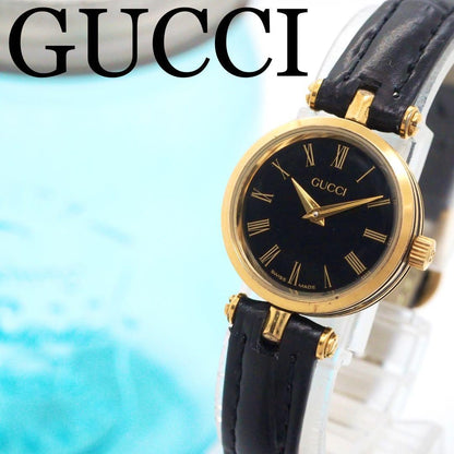 GUCCI Quartz Watch Wristwatch Gold Black Women's Authentic