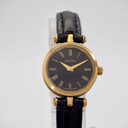 GUCCI Quartz Watch Wristwatch Gold Black Women's Authentic