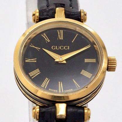 GUCCI Quartz Watch Wristwatch Gold Black Women's Authentic