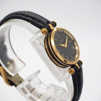 GUCCI Quartz Watch Wristwatch Gold Black Women's Authentic