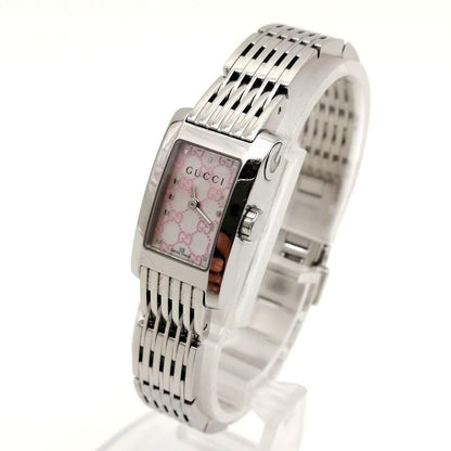 GUCCI 8600L Watch Wristwatch GG Pink Silver Women's Authentic