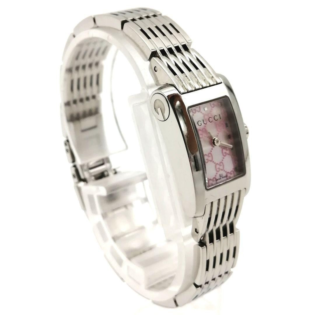 GUCCI 8600L Watch Wristwatch GG Pink Silver Women's Authentic
