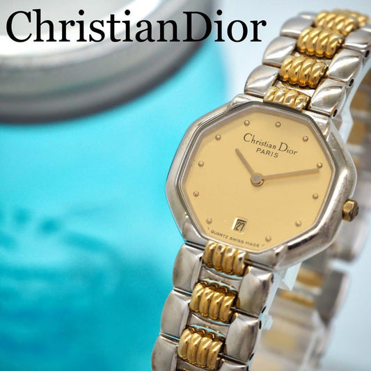 Christian Dior Quartz Watch Wristwatch Logo Gold Silver Women's Authentic