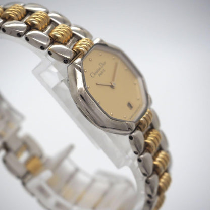 Christian Dior Quartz Watch Wristwatch Logo Gold Silver Women's Authentic