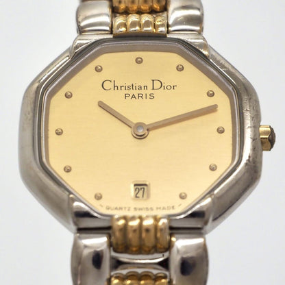 Christian Dior Quartz Watch Wristwatch Logo Gold Silver Women's Authentic