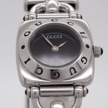 GUCCI 6300L Quartz Watch Wristwatch Black Silver Women's Authentic
