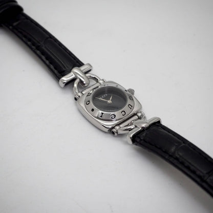 GUCCI 6300L Quartz Watch Wristwatch Black Silver Women's Authentic