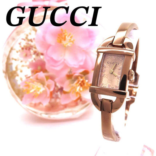 GUCCI 6800L Quartz Watch Wristwatch Pink Gold Women's Authentic