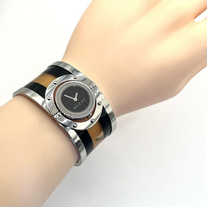 GUCCI Quartz Watch Wristwatch Black Silver Women's Authentic