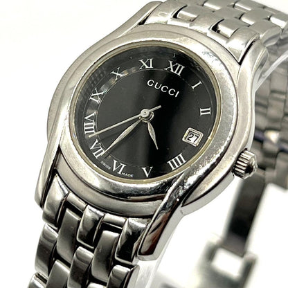 GUCCI 5500L Quartz Watch Wristwatch Black Silver Women's Authentic