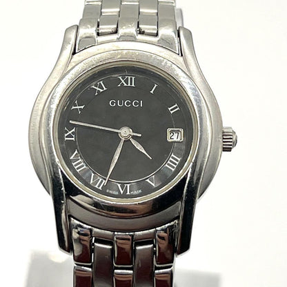 GUCCI 5500L Quartz Watch Wristwatch Black Silver Women's Authentic