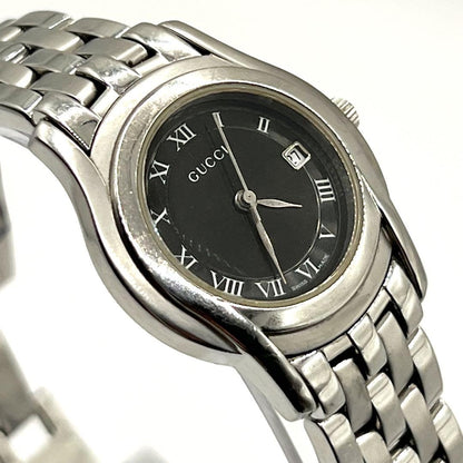 GUCCI 5500L Quartz Watch Wristwatch Black Silver Women's Authentic