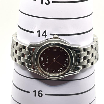 GUCCI 5500L Quartz Watch Wristwatch Black Silver Women's Authentic