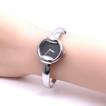 GUCCI 1400L Quartz Watch Wristwatch Black Silver Women's Authentic