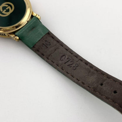 GUCCI 7200L Quartz Watch Wristwatch Gold Green Women's Authentic