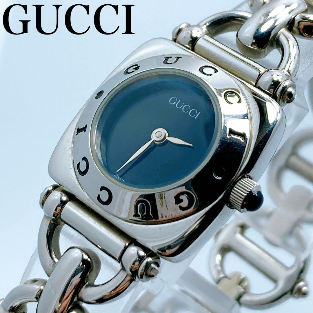 GUCCI 6400L Quartz Watch Wristwatch Black Silver Women's Authentic