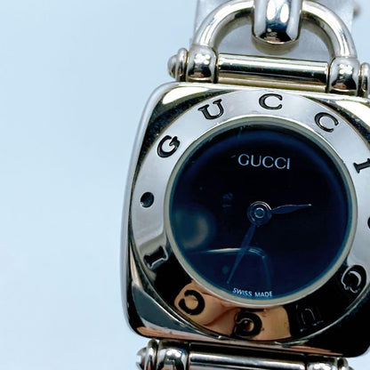 GUCCI 6400L Quartz Watch Wristwatch Black Silver Women's Authentic