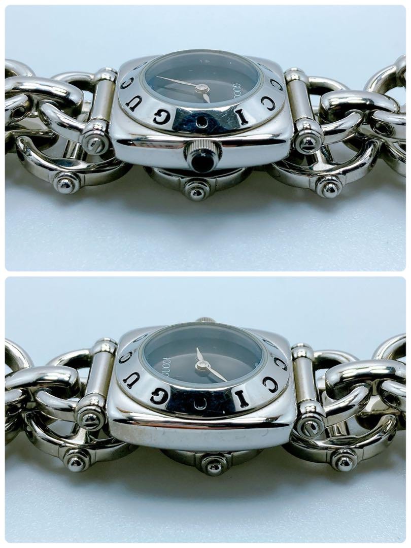 GUCCI 6400L Quartz Watch Wristwatch Black Silver Women's Authentic
