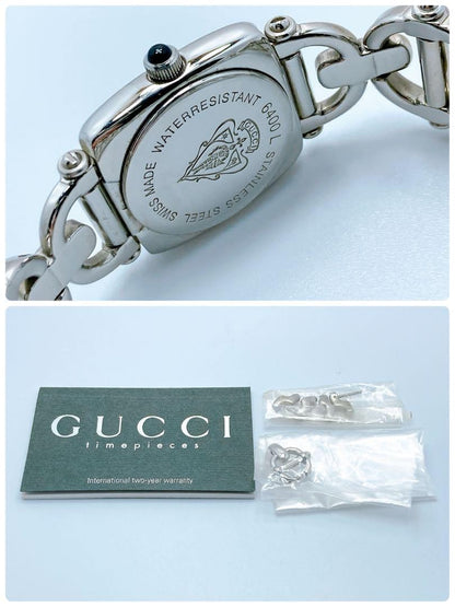 GUCCI 6400L Quartz Watch Wristwatch Black Silver Women's Authentic