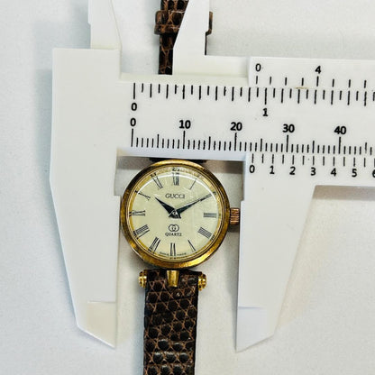 GUCCI Quartz Watch Wristwatch Gold White Women's Authentic