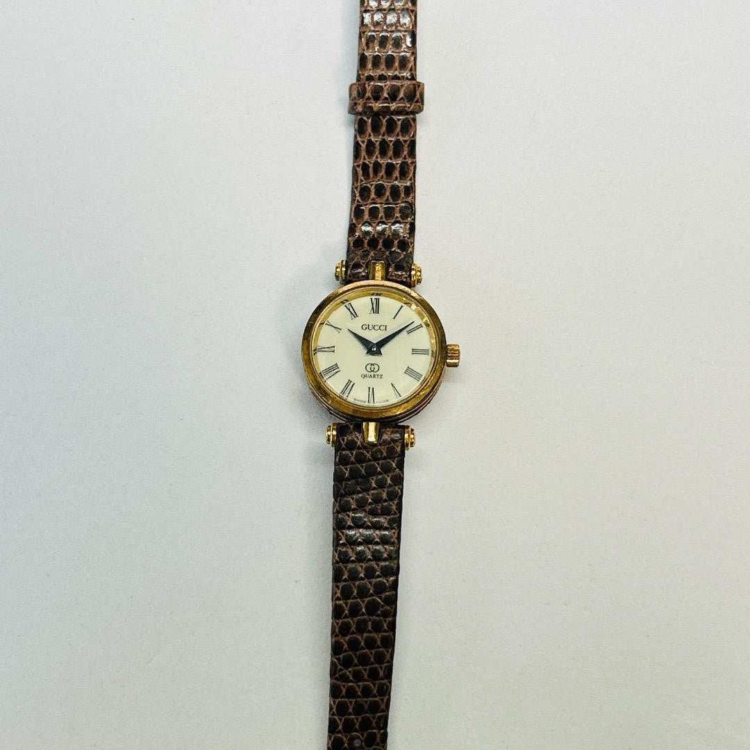 GUCCI Quartz Watch Wristwatch Gold White Women's Authentic