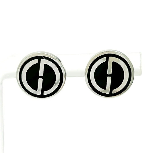 GUCCI Earrings G Logo Black Silver 925 Women Accessory Authentic