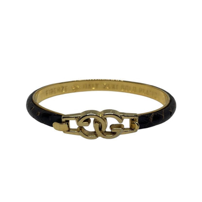 GUCCI Bracelet Bangle Gold tone Black Women Accessory Authentic Used