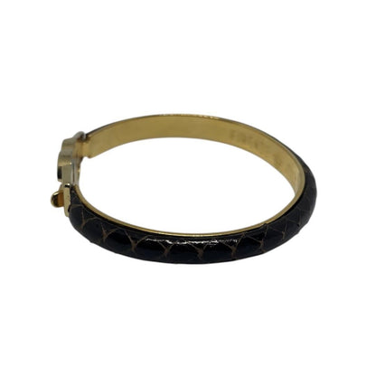 GUCCI Bracelet Bangle Gold tone Black Women Accessory Authentic Used