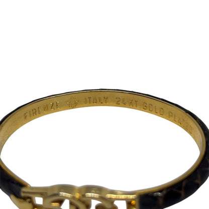 GUCCI Bracelet Bangle Gold tone Black Women Accessory Authentic Used