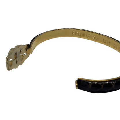 GUCCI Bracelet Bangle Gold tone Black Women Accessory Authentic Used