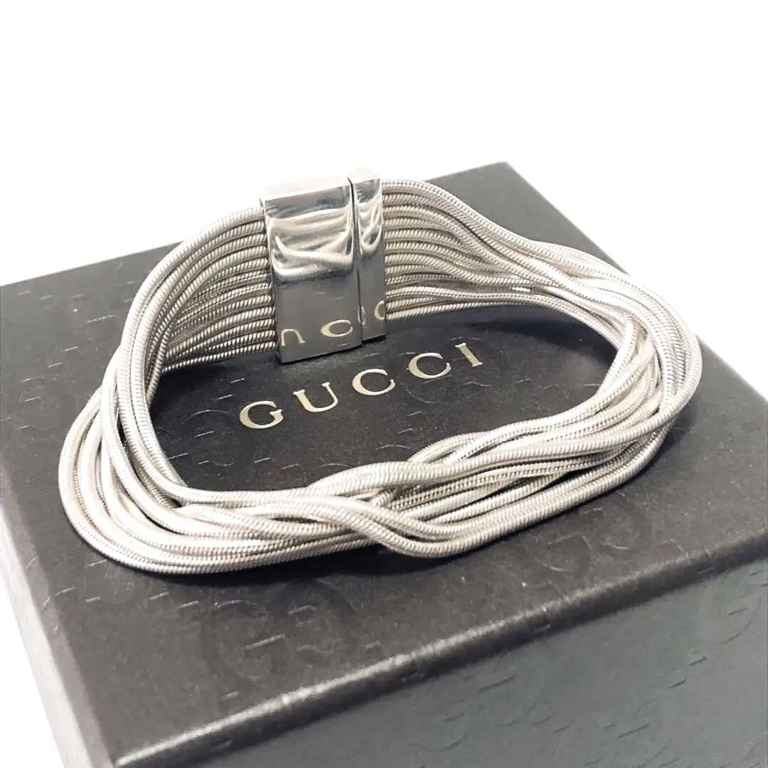 GUCCI Bracelet Bangle 12-strand snake chain Silver 925 Women Accessory Authentic