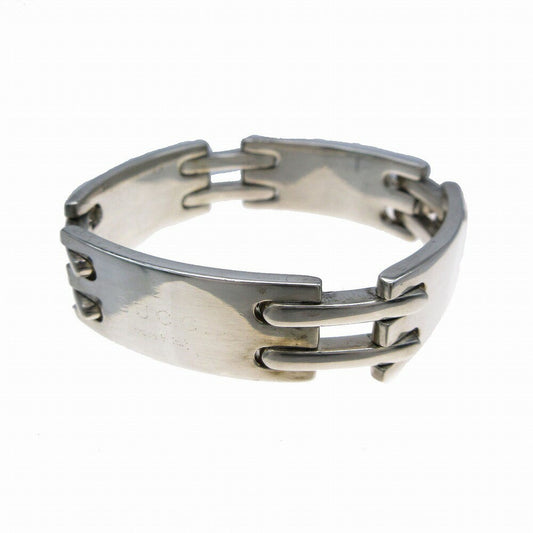 GUCCI Bracelet Bangle With Logo Link Silver 925 Women Accessory Authentic