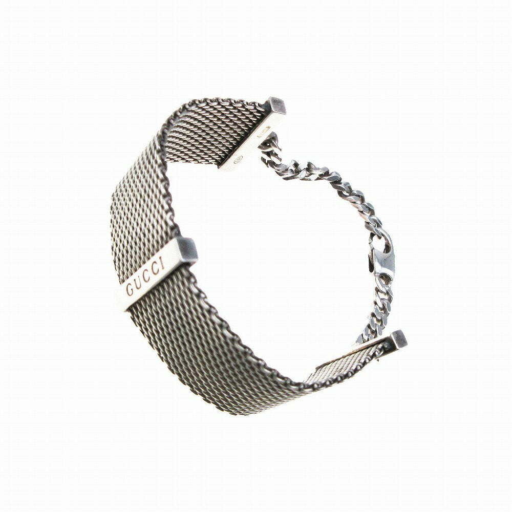 OLD GUCCI Bracelet Bangle Mesh Silver 925 Women Accessory Authentic