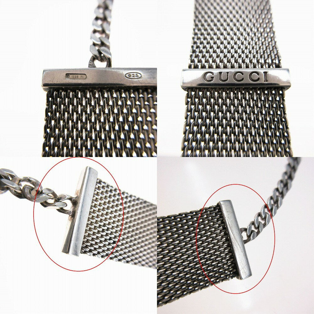 OLD GUCCI Bracelet Bangle Mesh Silver 925 Women Accessory Authentic