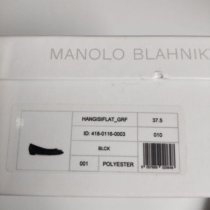 Manolo Blahnik Flat Shoes Pumps Heel HANGISI EU 37.5 US 7.5 Black Authentic
