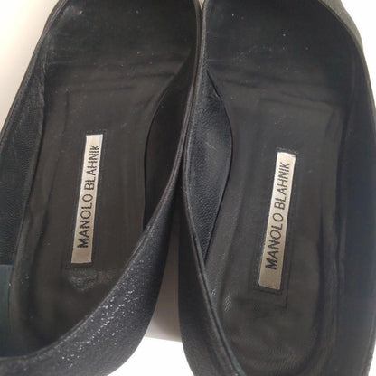 Manolo Blahnik Flat Shoes Pumps Heel HANGISI EU 37.5 US 7.5 Black Authentic
