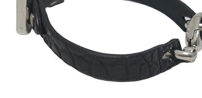 GUCCI Bracelet Bangle Leather Black Unisex Accessory Authentic