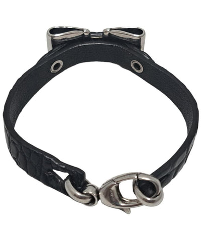 GUCCI Bracelet Bangle Leather Black Unisex Accessory Authentic