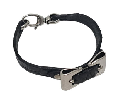 GUCCI Bracelet Bangle Leather Black Unisex Accessory Authentic