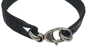 GUCCI Bracelet Bangle Leather Black Unisex Accessory Authentic