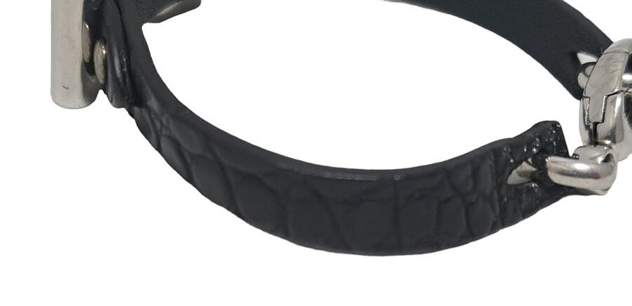 GUCCI Bracelet Bangle Leather Black Unisex Accessory Authentic