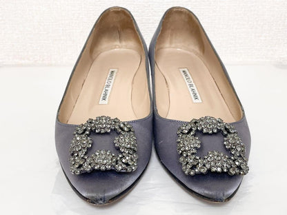 Manolo Blahnik Shoes Pumps Heel HANGISI EU 36.5 US 6.5 Gray Purple Authentic