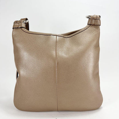 COACH Shoulder Bag Purse Turn Lock Leather Beige Authentic