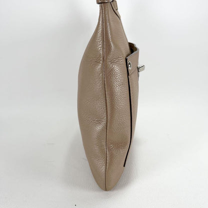 COACH Shoulder Bag Purse Turn Lock Leather Beige Authentic