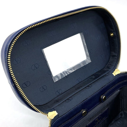 Valentino Garavani Vanity Bag Hand Bag Tote Purse Leather Navy Authentic