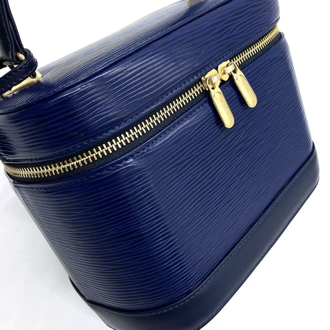 Valentino Garavani Vanity Bag Hand Bag Tote Purse Leather Navy Authentic