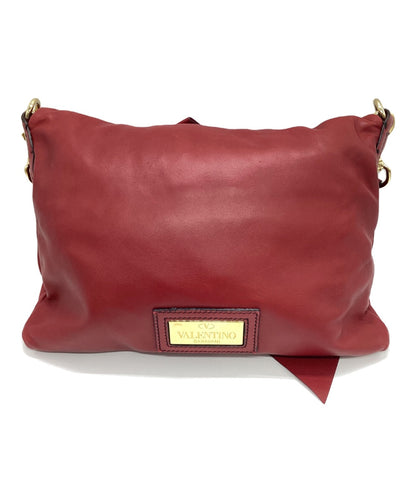 Valentino Garavani Shoulder Bag Purse Ribbon motif clutch one shoulder Red Auth