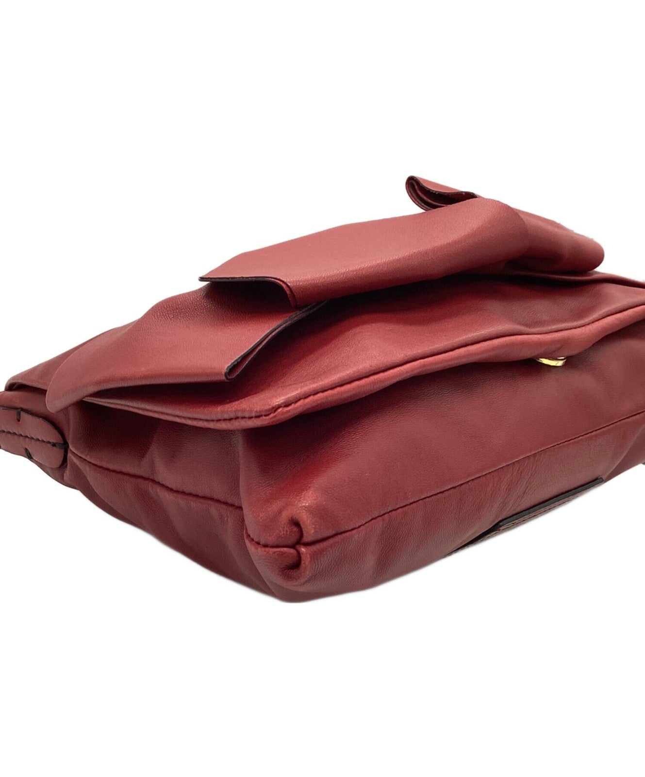 Valentino Garavani Shoulder Bag Purse Ribbon motif clutch one shoulder Red Auth